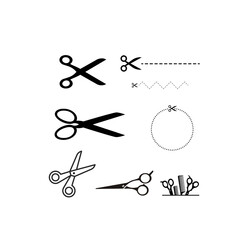 Vector illustration of the set of different scissors and combs - obrazy, fototapety, plakaty
