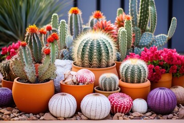 Drought-resistant cactus varieties in arid soil