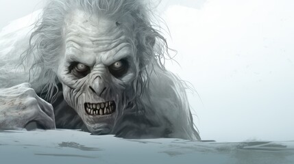 A scary creature on a white background. Creepy creature for horror artwork. The concept of fear and horror.