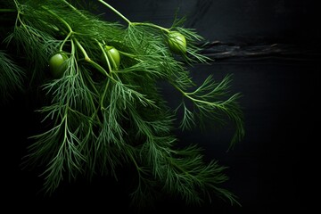 Dill fronds against dark backdrop