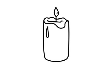 Burning candle in doodle style