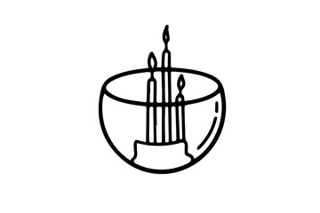 Burning candle in doodle style