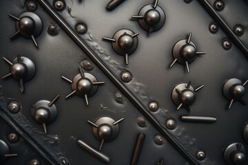 Detailed macro shot of airplane rivets and metal texture