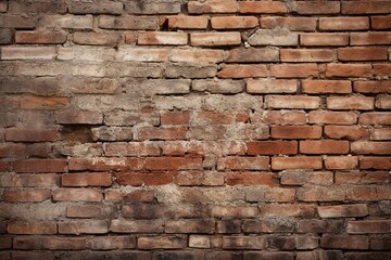 Obraz premium Detail of a weathered brick wall, with focus on the uneven and gritty surface