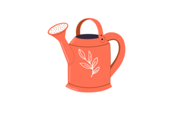 red watering can on white