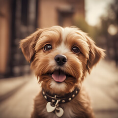 a cute puppy dog in the style of iconic caricature