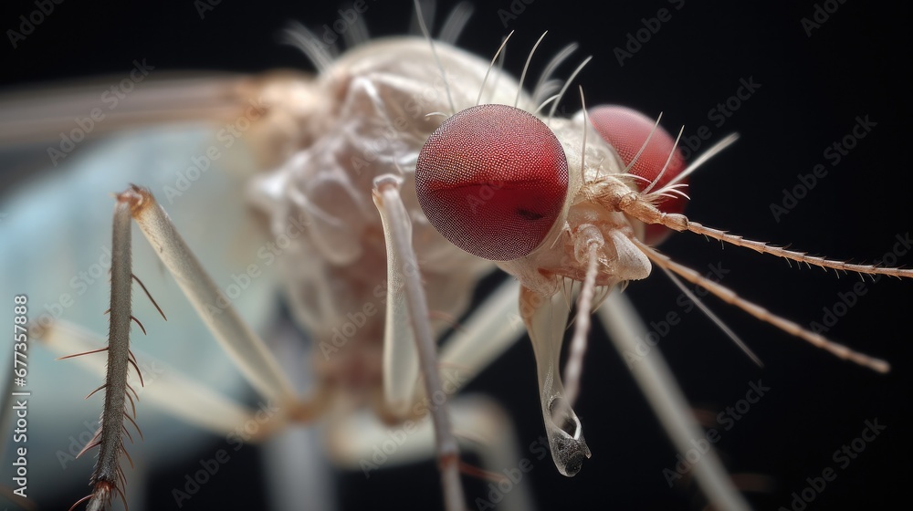 Poster a close-up view of mosquitoes. generative ai.