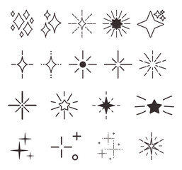 Twinkling Stars Black Icons Set. Delicate Celestial Symbols That Shimmer And Shine. Ethereal Graphics