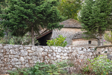 Fototapeta na wymiar Island at Pamvotida at city of Ioannina, Epirus, Greece