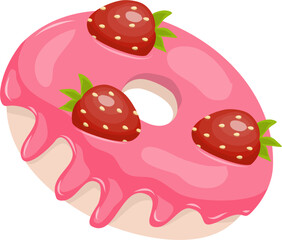 Donut with strawberry illustration 