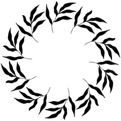 black and white frame with leaves