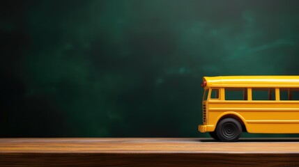 Colorful educational toy: a model school bus set in a vibrant classroom, fostering imaginative learning and play. - obrazy, fototapety, plakaty