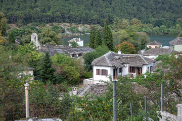 Fototapeta na wymiar Island at Pamvotida at city of Ioannina, Epirus, Greece