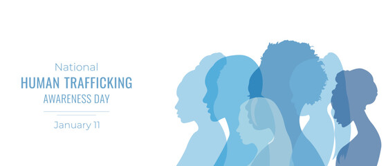 National Human Trafficking Awareness Day banner.January 11.Vector illustration. - obrazy, fototapety, plakaty