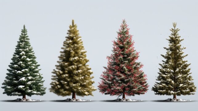Isolated image of Christmas tree for holiday decoration on white background. Winter seasonal concept.