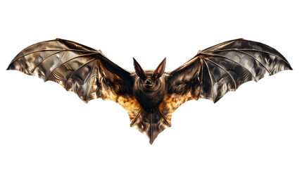 Flying bat with spread wings. Wildlife and nature concept. Isolated on white background for design and educational use, png - obrazy, fototapety, plakaty