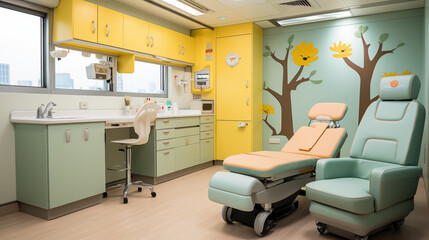 Child-Friendly Examination Room: A specially designed examination room with child-friendly decor and toys to ease anxiety during check-ups