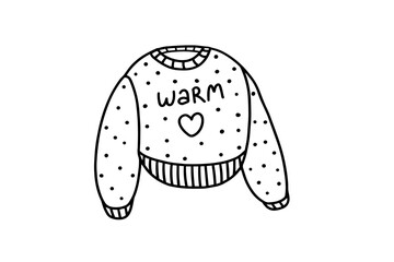 Knitted wool sweater in doodle style