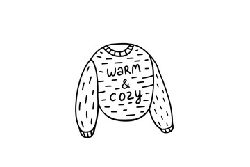 Knitted wool sweater in doodle style