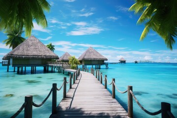 Fototapeta premium Luxury hotel and resort at sea beach in tropical sea.