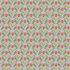 Drawing of tulips on a dark lilac background.