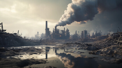 Polluted cities: The advanced pollution of our planet - obrazy, fototapety, plakaty
