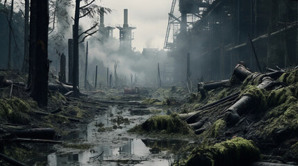 Polluted cities: The advanced pollution of our planet - obrazy, fototapety, plakaty