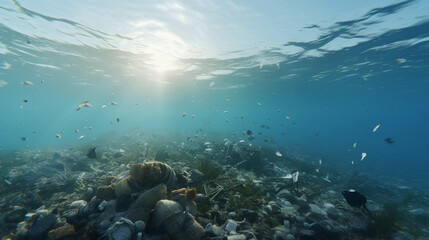 Fototapeta na wymiar Polluted seas: the dark future of our oceans
