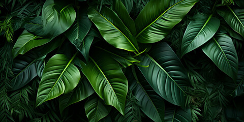 Tropical leaves texture,Abstract nature leaf green texture background,picture can used wallpaper desktop - obrazy, fototapety, plakaty