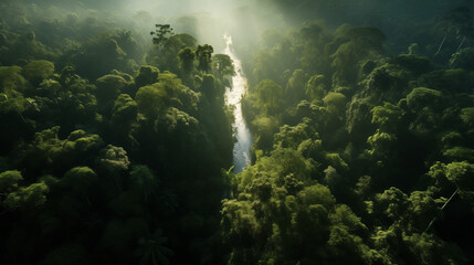 Forest jungle river water trees AI imagery