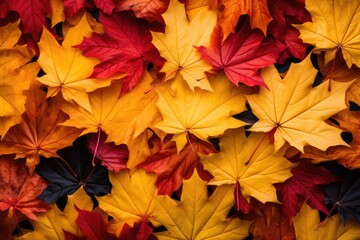Naklejka na ściany i meble Close-up view of colorful Autumn tree leaves background. Autumn seasonal concept.