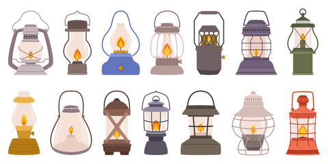 Camp Lamps Set. Portable, Versatile Light Sources For Outdoor Adventures. They Provide Essential Illumination