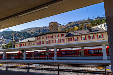 St Moritz (Switzerland) railroad station - 677364825