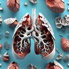 Human lungs, 3d render. medical and  Health care concept