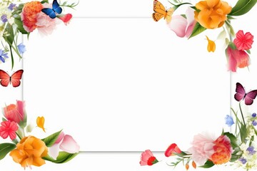 Stunning, colorful flower border with ample white space, a perfect template for cards, wedding invites, and diverse graphic designs.