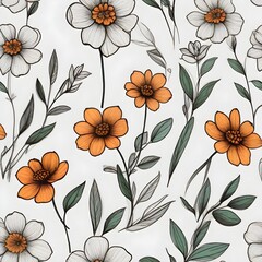 hand drawn flowers on a plain white background