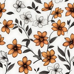 hand drawn flowers on a plain white background