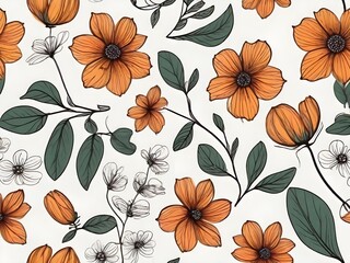 hand drawn flowers on a plain white background