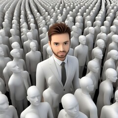 stand out from crowd 3d image