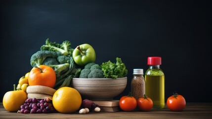 A wide variety of healthy fruit and vegetables for vegetarian food