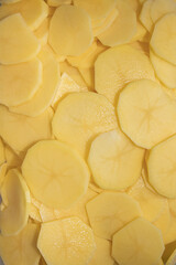 freshly sliced raw potatoes, ready for cooking