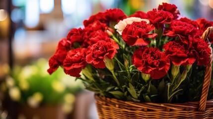 Beautiful Carnation Flowers. Marigold. Mother's Day. Valentine day concept with a copy space.