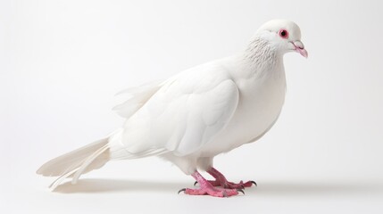 White pigeon white background 