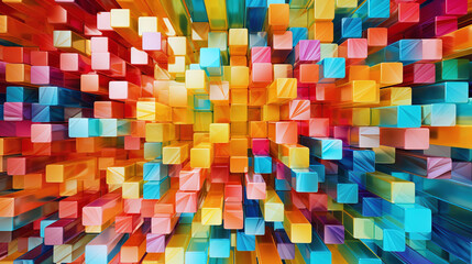 Abstract lighting colorful cubes background.