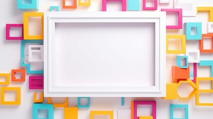 Eye-catching frame of vibrant geometric shapes with generous white space, an ideal template for graphic resources, invites, and creative designs.