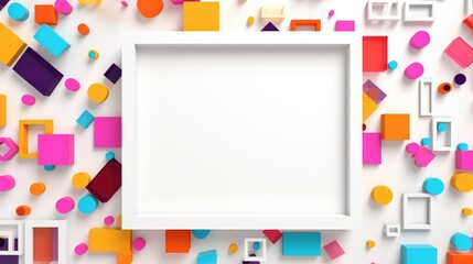 Eye-catching frame of vibrant geometric shapes with generous white space, an ideal template for graphic resources, invites, and creative designs.
