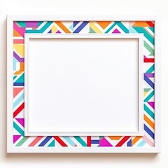 Fototapeta premium Eye-catching frame of vibrant geometric shapes with generous white space, an ideal template for graphic resources, invites, and creative designs.