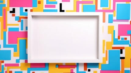 Eye-catching frame of vibrant geometric shapes with generous white space, an ideal template for graphic resources, invites, and creative designs.