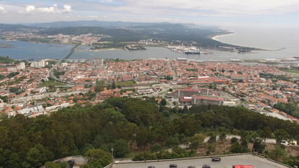 City View of Viana do Castelo from Santa Luzia Mountain, Portugal Travel Destination