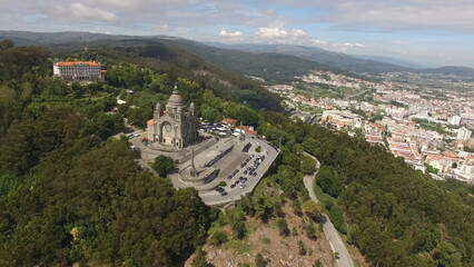 Aerial Photography Sanctuary of Santa Luzia on Mountains in Viana do Castelo, North of Portugal....